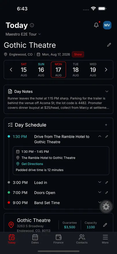 The Tourouter Today screen on a phone.